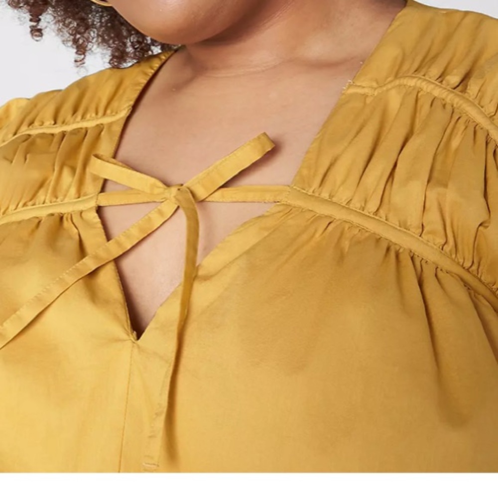 Cap Flutter Sleeve V Double Tie Neck - image 3